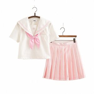 Sakura School Dr Lolita Summer Pink Skirt JK Japanese School Uniforms Top+Skirt+Tie Teen Girlsアニメコスプレセーラースーツ30RY＃