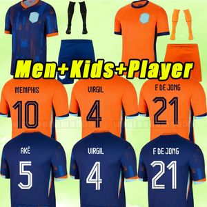 24 25 koszulki piłkarskie de Jong Holland 2024 2025 World de Ligt Cup Wijnaldum Klaassen Dumfries Football Shirt Bergwijn Virgil Mense Kit Fan Wersja gracza