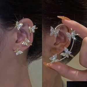 Ohr Manschette Glänzende Zirkon Schmetterling Ohne Piercing Ohrringe Für Frauen Mode Wrap Clip Ohrring Braut Hochzeit Schmuck Drop Lieferung Dhog1