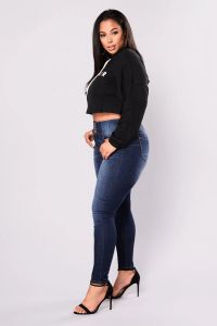 Jeans de cintura alta de tamanho grande feminino Casual jeans gordos de jeans gordos L-5xl Preço de atacado de alta qualidade