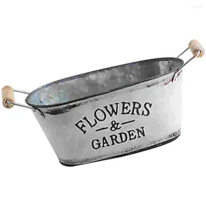 Vases Metal Flower Pots Vase Vintage Planter Bucket Holders For Indoor Outdoor Garden Home Decoration Silver