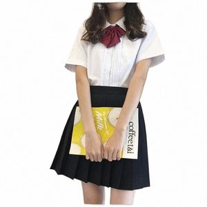 girl's Japanese Summer High Waist Pleated Skirt set Women JK School Uniform Students Cloths LOLITA suits L2PL#