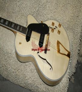 Guitarras inteiras de alta qualidade personalizado p90 captador jazz semi oco guitarra elétrica de madeira natural 7292096