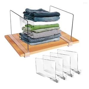 Kitchen Storage 4pcs Clear Shelf Dividers For Organization Acrylic Closet Separator Vertical Shelves Organizer Bedroom Office