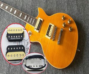 Kıdemli Özel Sarı Çöp Gitar Seymour Duncan Pikaplar İştah AFD Vos Flamed Üst Sarı Elektrik Gitar Tek Parça B3586651