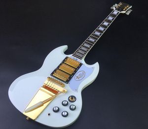 Specifica SG di alta qualità chitarra elettrica a 6 corde fiore di pesco nucleo xilofono corpo vernice bianca 3 pickup 9673757