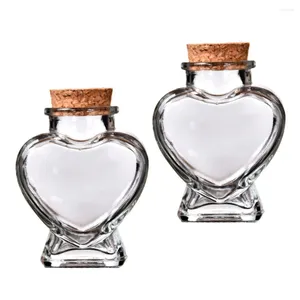Vasi 2 pcs a forma di cuore bottiglia di vetro 50 ml piccoli barattoli trasparenti con tappeti deriva per il desiderio fai -da -te nella base della campana alla deriva
