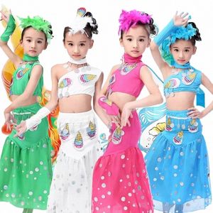 Dzieci dziewczęta Dai kostium taniec pawowy dr hmg taniec strój chiński taniec ludowy ubrania scena odzież dla dzieci r7sl#