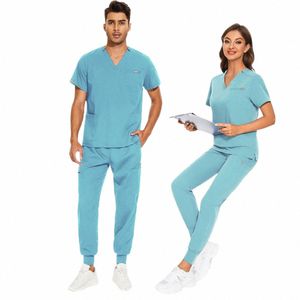 scrubs Surgical Uniform Doctor Nurse Nursing Uniforms Men Women Medical Workwear Spa Dentist Medical Set Lab Clinic Scrub Suit m0lP#