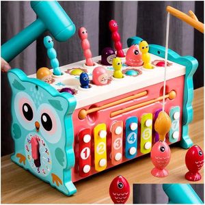 Intelligence Toys Baby Montessori Magnetic Fishing Owl Cube Learning Educational Clock Hammer Game With Music Puzzle For Kids Gift 240 Dhncq