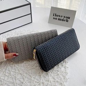 Wallets Casual Retro Coin Purse Card Bag Solid Color Weave Leather Clutch Korean Style Long Women