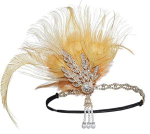 New Peacock Feather Headband 1920s Flapeer Girl Headpiece with Rhinestone Tassel Vintage Party Photography Hair Accessories