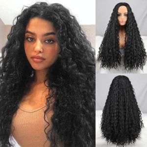 Peruki syntetyczne peruki Afro Kinky Curly Peruki dla czarnych kobiet długie peruki głębokie fali włosów odporna na pół ręcznie wiązane peruki cosplay