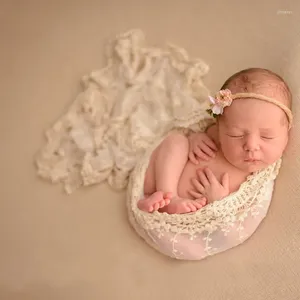 Filtar född pografi rekvisita spetsar wraps spädbarn broderat tyg som poserar swaddle accessoarer för baby skytte först po