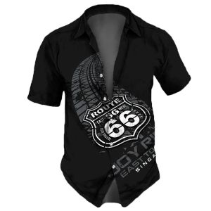 2023 Herrenhemden Route 66 Vintage Hawaiian Shirts New High Street Shirts Sommer Casual Shirts Hip Hop Party Männer Kleidung Tops