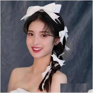 헤어 클립 바렛 테스 절묘한 파란색의 bowknot 헤어 밴드 헤어 핀 헤드 드레스 슈트 신부 액세서리 드레스 간단한 드롭 배달 보석 ha oth8r