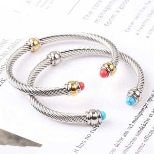 Stainless Steel Twisted Bracelet Women Inlaid Jewelry Wedding Party Performance Accessories Holiday Gifts Not Oxidized