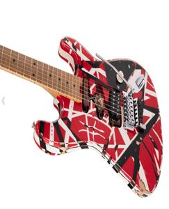 Raro Edward Eddie Van Halen Nero Bianco Striscia Rosso Heavy Relic Stein Chitarra elettrica Manico in acero Floyd Rose Tremolo Dado di bloccaggio7873547