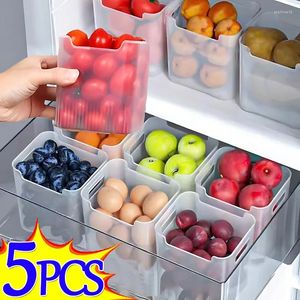 Garrafas de armazenamento 1/5 pçs caixas de geladeira alimentos frescos organizador frio frutas tempero recipiente cozinha em casa