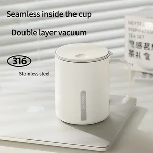 Mugs Safety 316 Stainless Steel Mug Office With Lid And Spoon Water Cup Teacup Warm Coffee Straight Drink Personal Gif