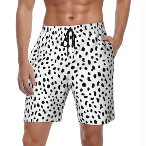 Shorts masculinos dálmata cão impressão placa verão preto branco clássico praia calças curtas homem correndo surf respirável design troncos