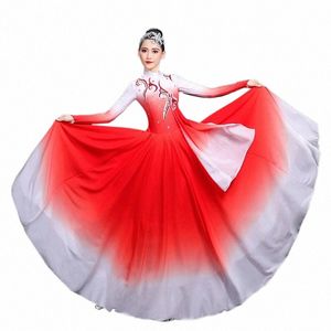 Costume da ballerina classica Gonna grande altalena Danza popolare cinese Colore sfumato Prova d'arte Pratica di performance solista Ballerino Dr