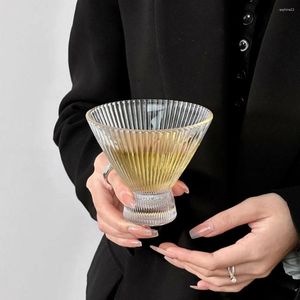 Bicchieri da vino Stile minimalista Cappello di bambù con motivo verticale Tazza di vetro Insalata Dessert Gelato Tè al latte Frullato Caffè Bevanda fredda