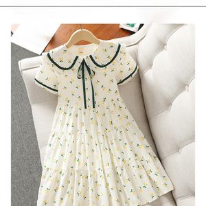 Girls dress Thin children's preppy floral skirt Girls cotton summer dress Princess dress
