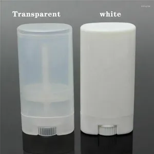 Storage Bottles 5pcs 15g White Transparent Empty Oval Flat Lipstick Tubes Plastic Solid Perfume Deodorant Stick Container