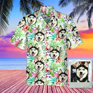 2023 Herren Hawaii -Hemd neue tropische Blätter und Haustiere - Personalisierter Hund und Katze Unisex DIY Männer- und Frauenhemden