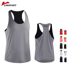 Men's T-Shirts Mens gym clothing sleeveless jacket fitness top compression shirt cut running vest sports T-shirt fitness sheet J240330