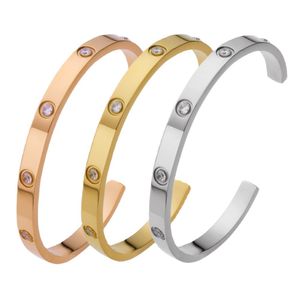 braccialetto di design uomo donna gioielli firmati Braccialetti a forma di C di lusso leggero all'ingrosso di vendita calda con diamanti colorati braccialetti aperti in acciaio inossidabile