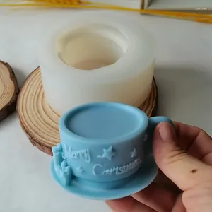 カップソーサー3Dクリスマスカップキャンドルシリコン型コーヒー樹脂石鹸ケーキチョコレートギフト