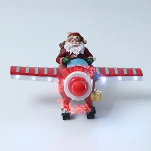 パーティーデコレーション耐久性のある堅実なミニチュアLEDサンタクロース航空機が輝くクリスマス飾り