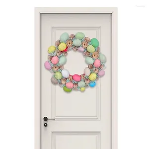 Decorative Flowers Easter Wreath Decor Colorful Egg Artificial Garland Sign Eggs Wreaths Welcome Door Rustic Spring