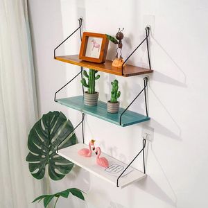 Decorative Plates Creative Wooden Wall Hanging Shelves Flower Pot Storage Rack Home Decor Display Organizer For Room Kitchen