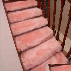 Tapetes Soft Stairs Tapete Longo P Faux Lã Tapete Não Slip Rec Stair Tread Mats Step Protection Er 210329 Drop Delivery Home Garden Tex DHTCJ