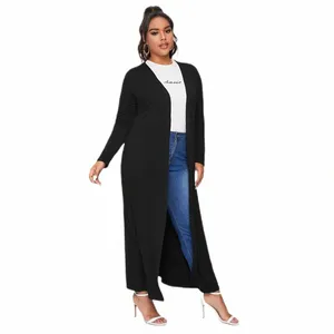 plus Size Lg Sleeve Spring Summer Elegant Cardigans Women Loose Casual Open Frt Duster Jacket Female Large Size Coat 4XL 5XL F4Ht#