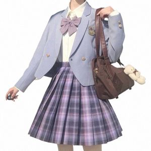 2023 Giacca corta da donna Giacca uniforme giapponese Cappotto a manica Lg per Stundent Lady Girls JK School Anime Clothes Viola e2qg #