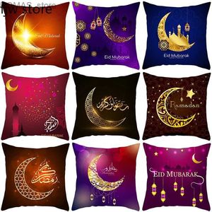 Pillow 2024 Eid Mubarak Home Decor case Sofa Cushion Cover Islamic Mosque Muslim Decorative case Ramadhan Gift Y240401