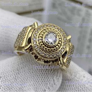 Band Rings Gorgeous Men Rings Gold Silver Color Square Round White Stone Classic Design Party Accessories Gift T240330