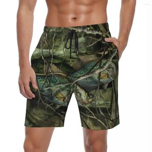 Calções de banho masculinos 3d camuflagem moda placa verão personalidade legal praia calças curtas homens correndo surf troncos de natação secagem rápida