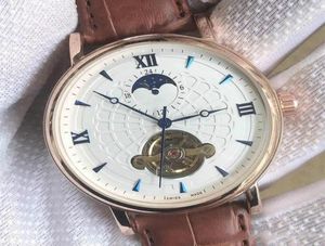 Najlepsze modne automatyczne mechaniczne zegarki męskie Tourbillon Sun Moon Star zegarki Wodoodporne skórzane paski Mężczyźni Watch Prezent Wristw77771915