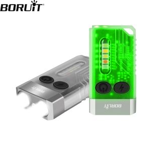 Boruit V10 LED Keychain EDC lanterna tipo C Recarregável Fluorescência Tocha de trabalho Mãezinha de luz 365nm UV Pocket Pocket Lantern