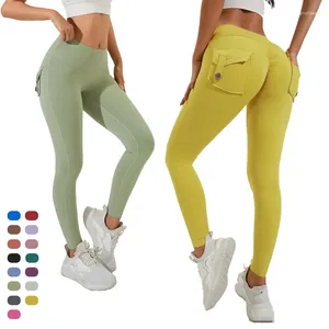 Pantaloni attivi Donna Yoga Scrunch BuFitness Leggings con tasche cargo Palestra casual Corsa Sport multicolori