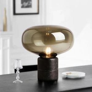 Post Modern LED Marble Table Lamp Mushroom Glass Bedside Lamp Nordic Simple Designer Bedroom Living Room Creative Study Small