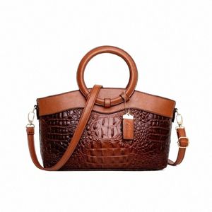 Crocodile Bag Women Europe och America Fi Leather Handbag Casual Mother Bag Single Shoulder Crossbody Bag J8SJ#