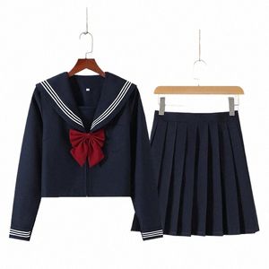 Uniformes escolares Japonês Classe Navy Sailor Preto Jk Uniformes Estudantes Roupas Para Menina Anime Cosplay Sailor Jk Navy Suit o54W #
