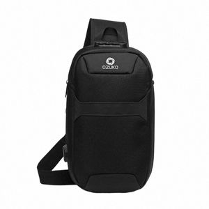 ozuko Anti-theft Crossbody Bags Male Waterproof USB Charging Chest Pack Short Trip Menger Sling Bag Shoulder Chest Bag 50GE#