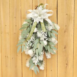 Decorative Flowers 2024 Christmas Wreath Handmade Rattan Pendant Garland Shopping Mall Door Decoration Advent Guirnalda Navidad